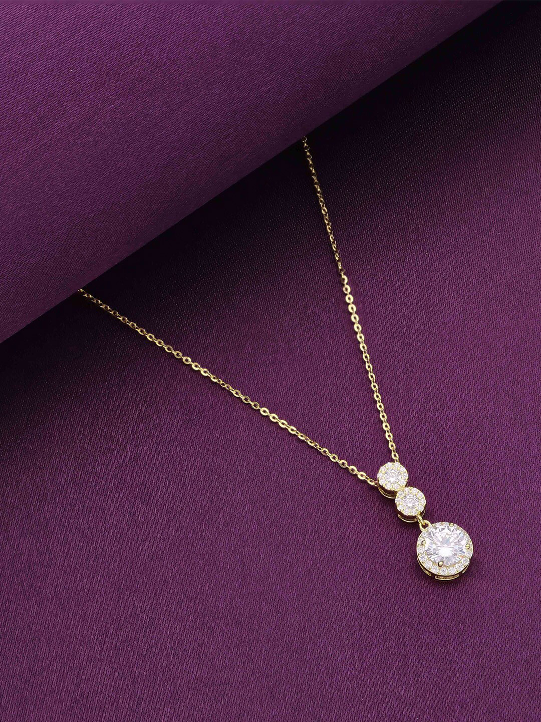 

KAI JEWEL Sterling Silver Gold-Plated Cubic Zirconia Studded Chain