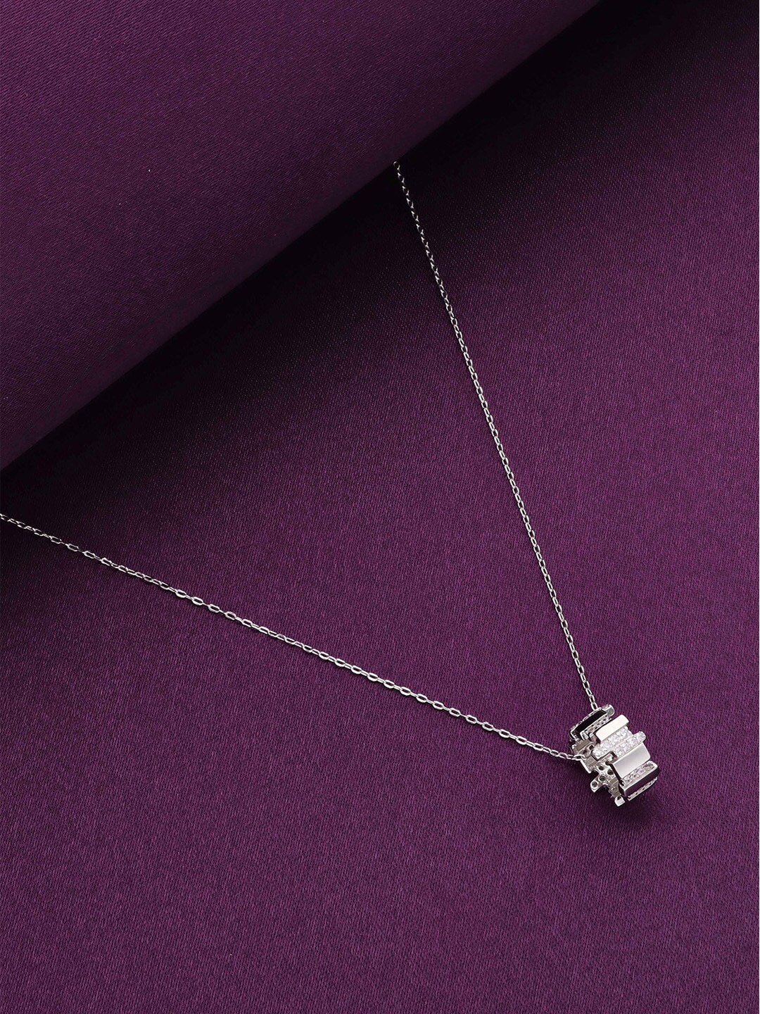 

KAI JEWEL Sterling Silver Rhodium-Plated Cubic Zirconia Studded Eternal Circle Chain