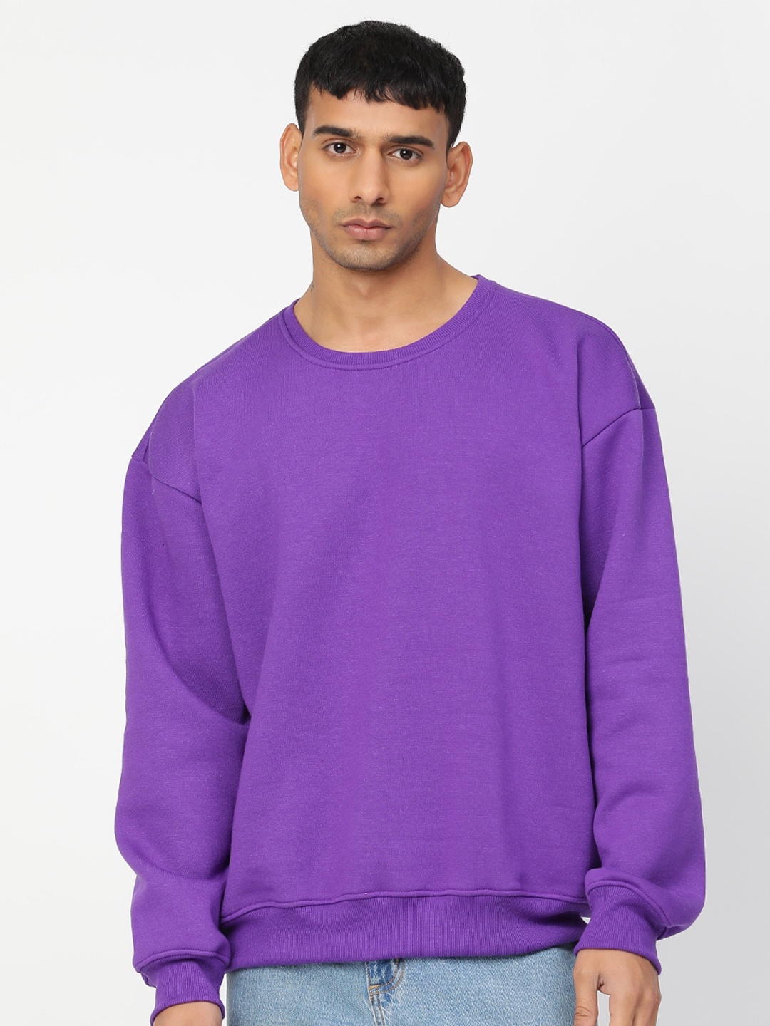 

HEMSTERS Round Neck Cotton Pullover Sweatshirt, Purple