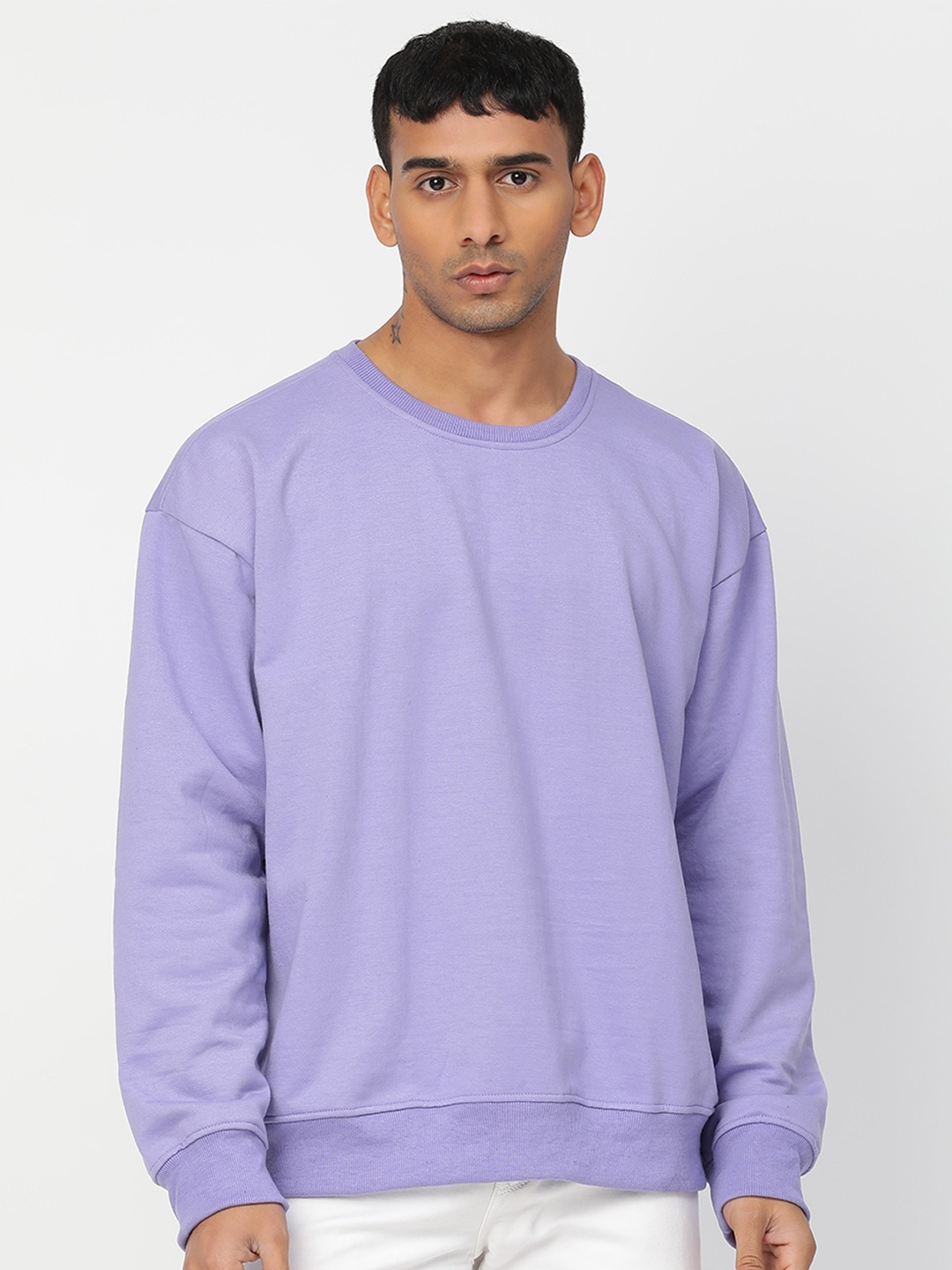 

HEMSTERS Round Neck Cotton Pullover Sweatshirt, Lavender