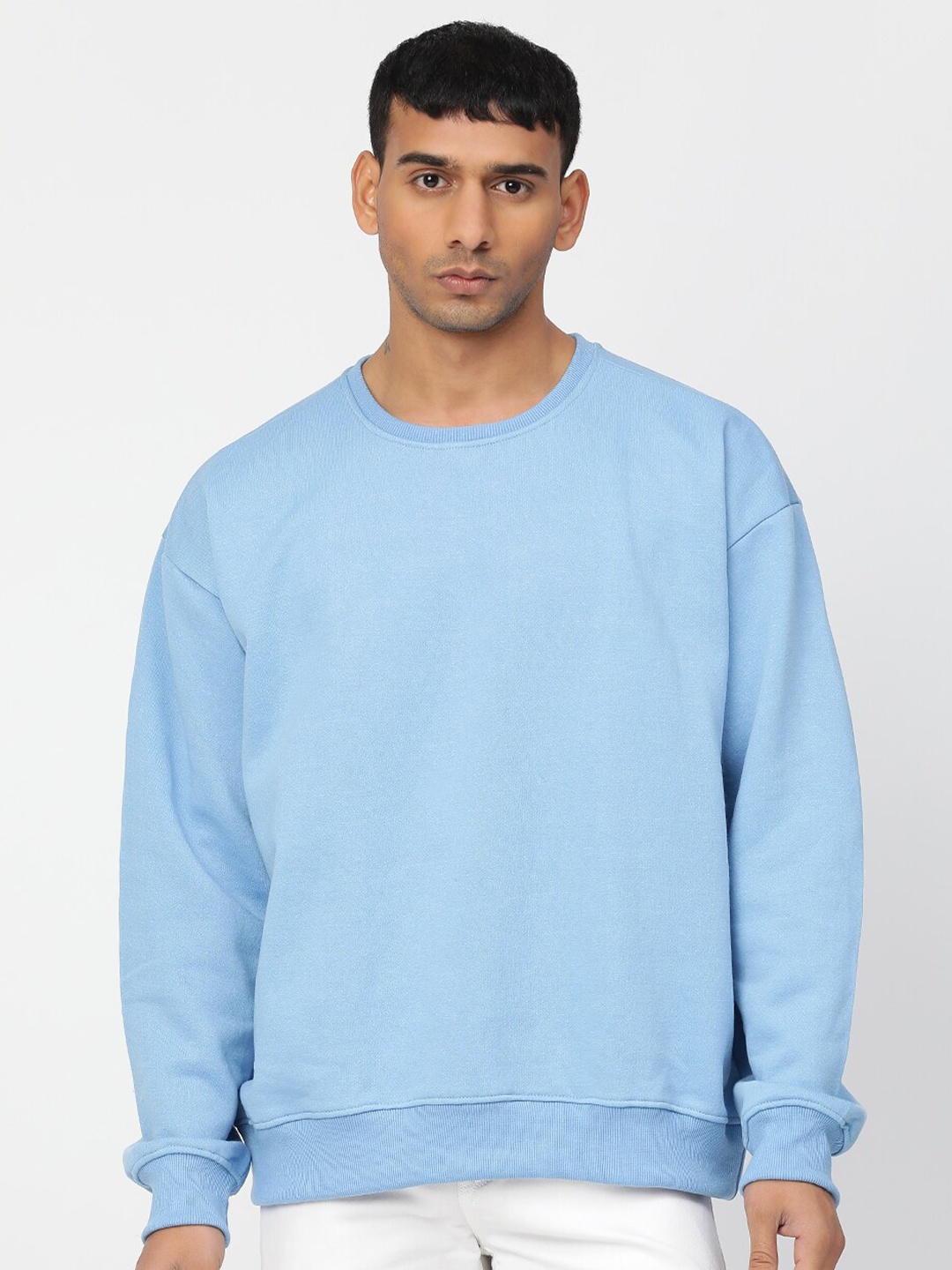 

HEMSTERS Round Neck Cotton Pullover Sweatshirt, Blue