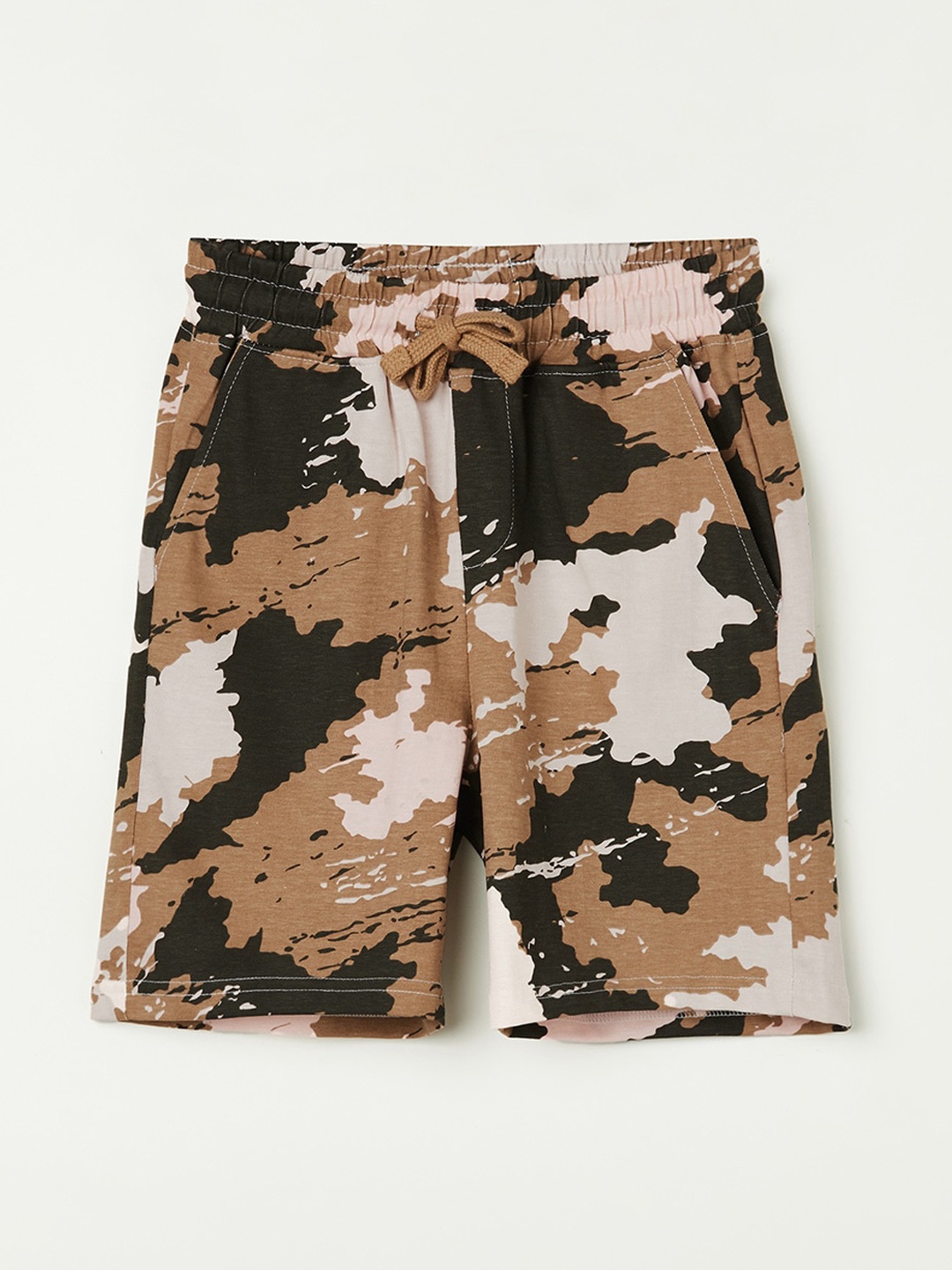 Fame Forever by Lifestyle Boys Abstract Printed Pure Cotton Shorts, Brown