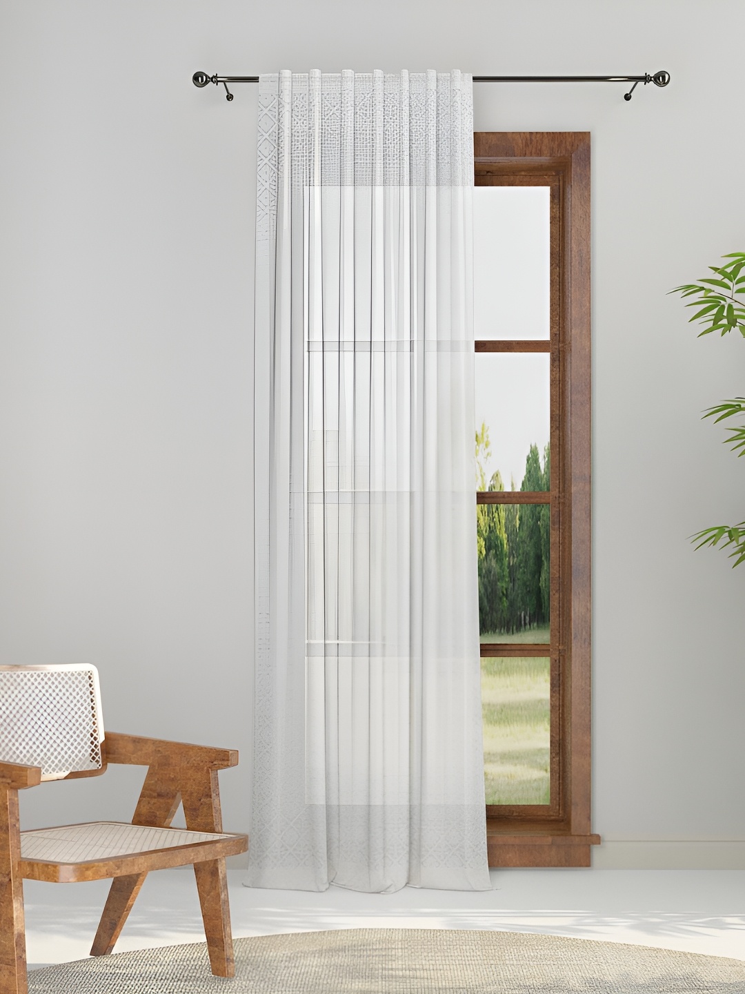 

Fabindia Off White Ethnic Motifs Single Cotton Window Curtain