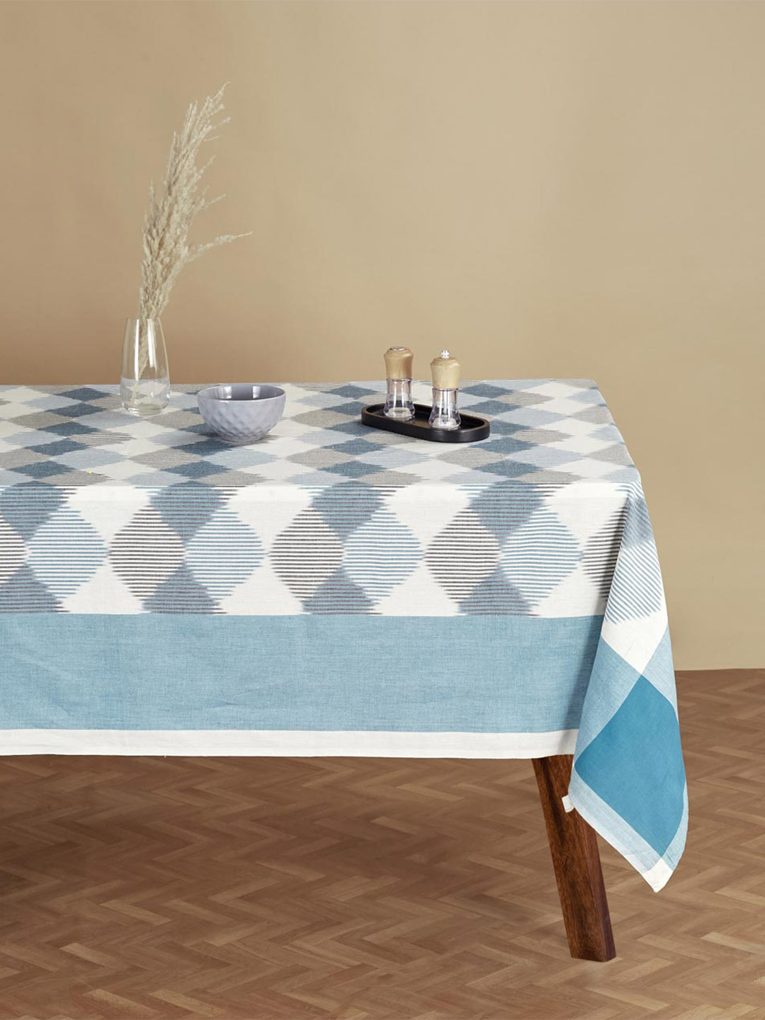 

Fabindia Blue Geometric Printed Cotton 6-Seater Table Cover