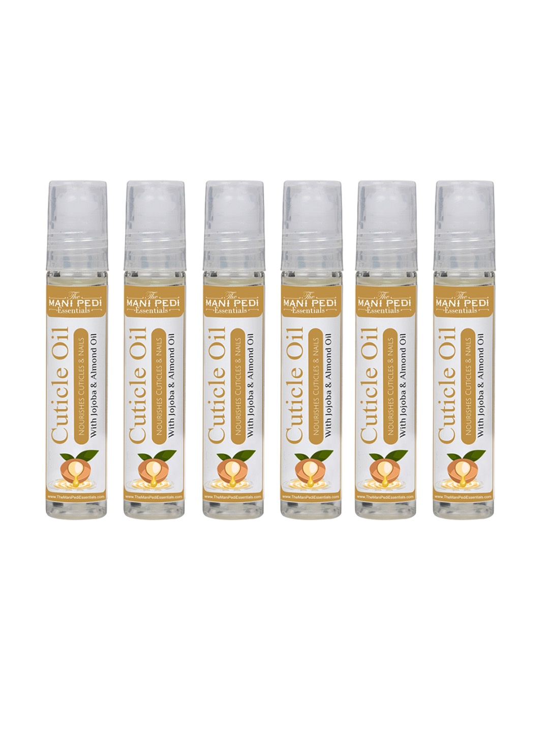 

The Mani Pedi Essentials Set of 6 Cuticle Oil with Almond & Jojoba - 10 ml each, White