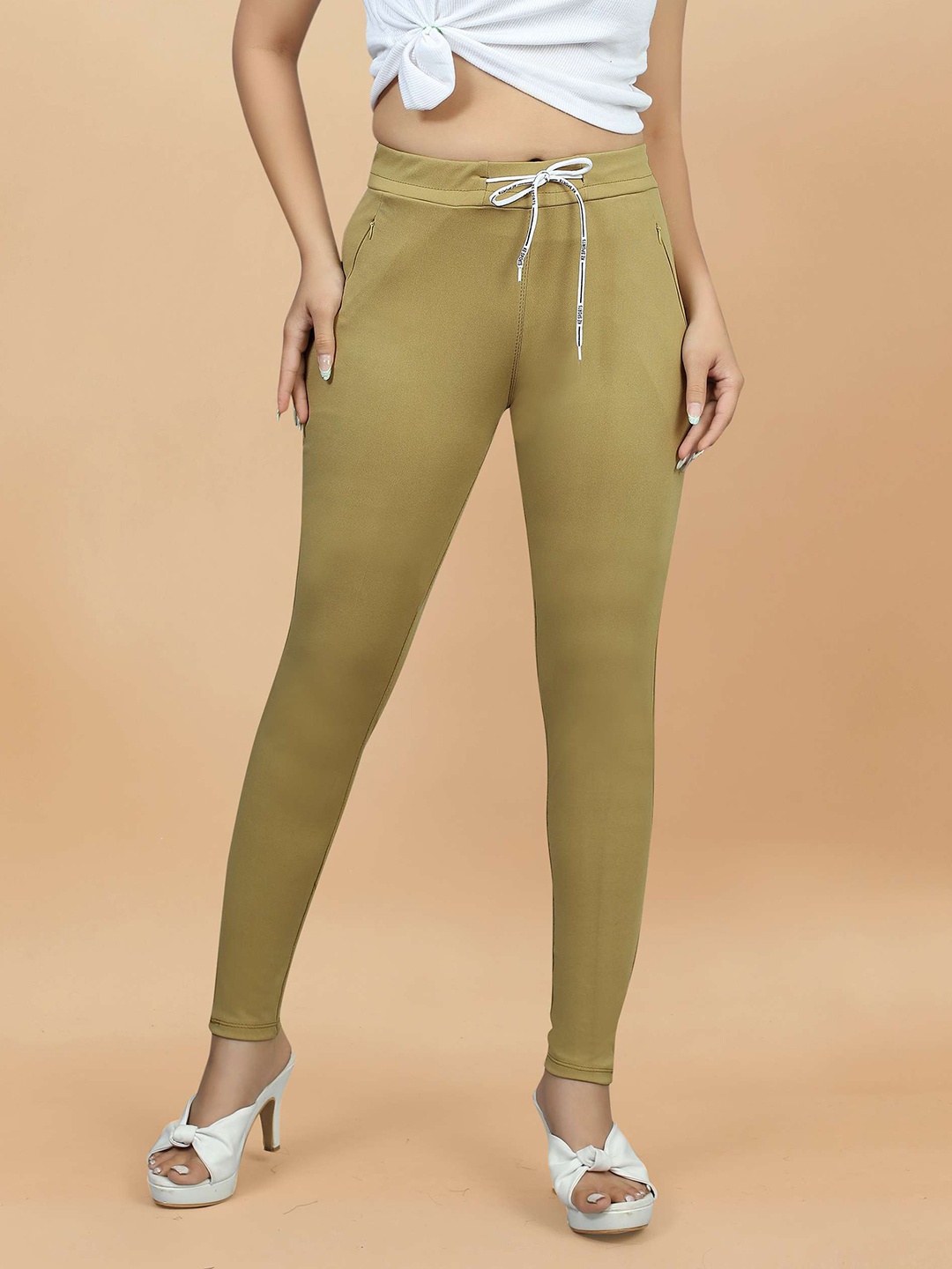 

Rhey Women Skinny Fit Jeggings, Olive