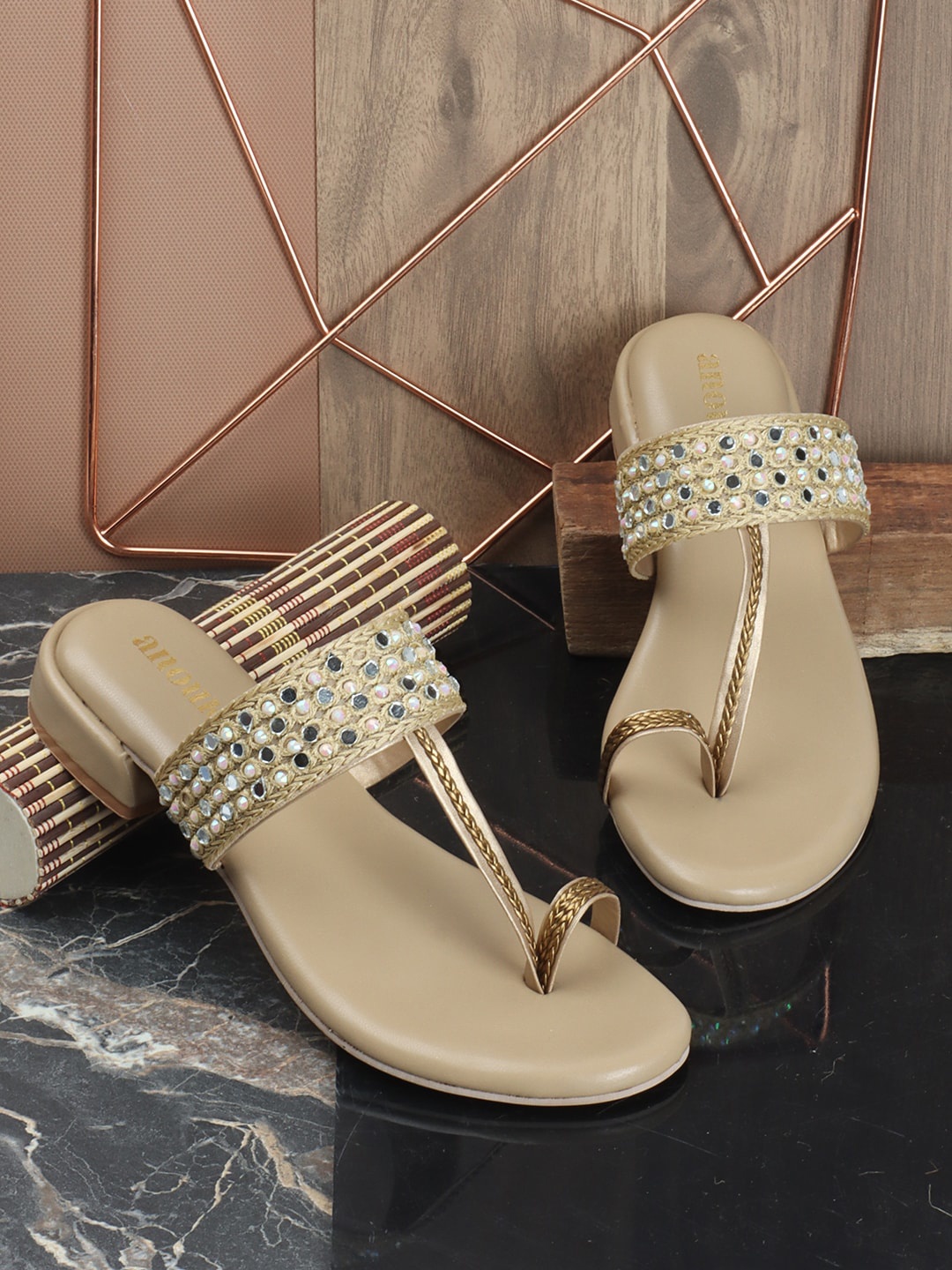 

Anouk Embellished Block Heels, Beige