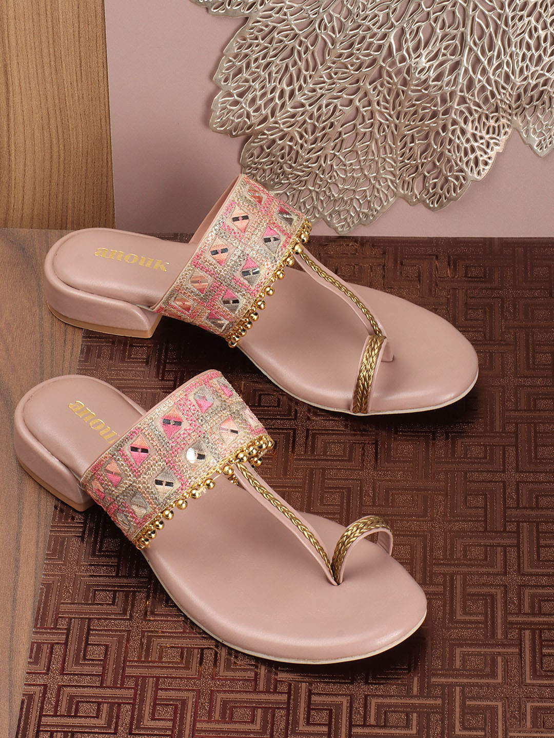 

Anouk Embellished Block Heels, Pink