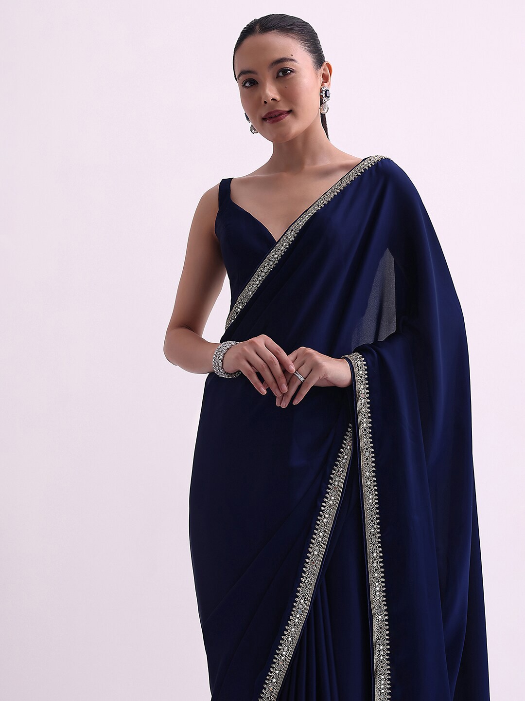 

KALKI Fashion Embroidered Satin Saree, Blue