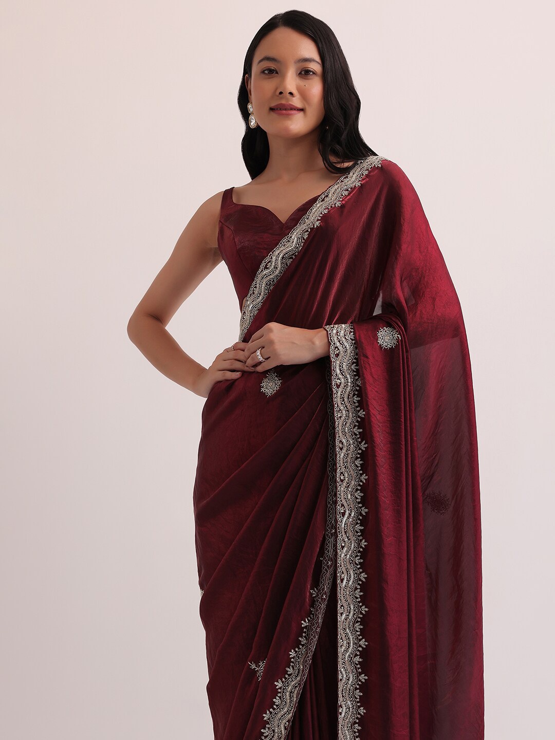 

KALKI Fashion Embroidered Tissue Saree, Red