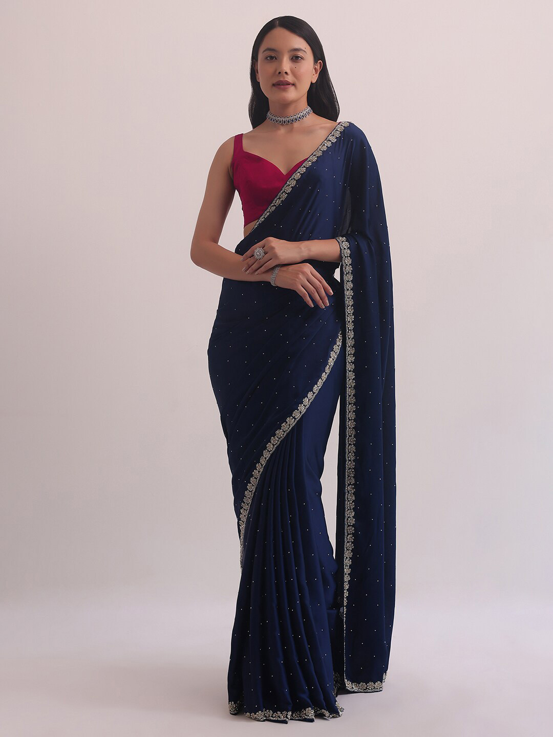 

KALKI Fashion Embellished Embroidered Satin Saree, Purple