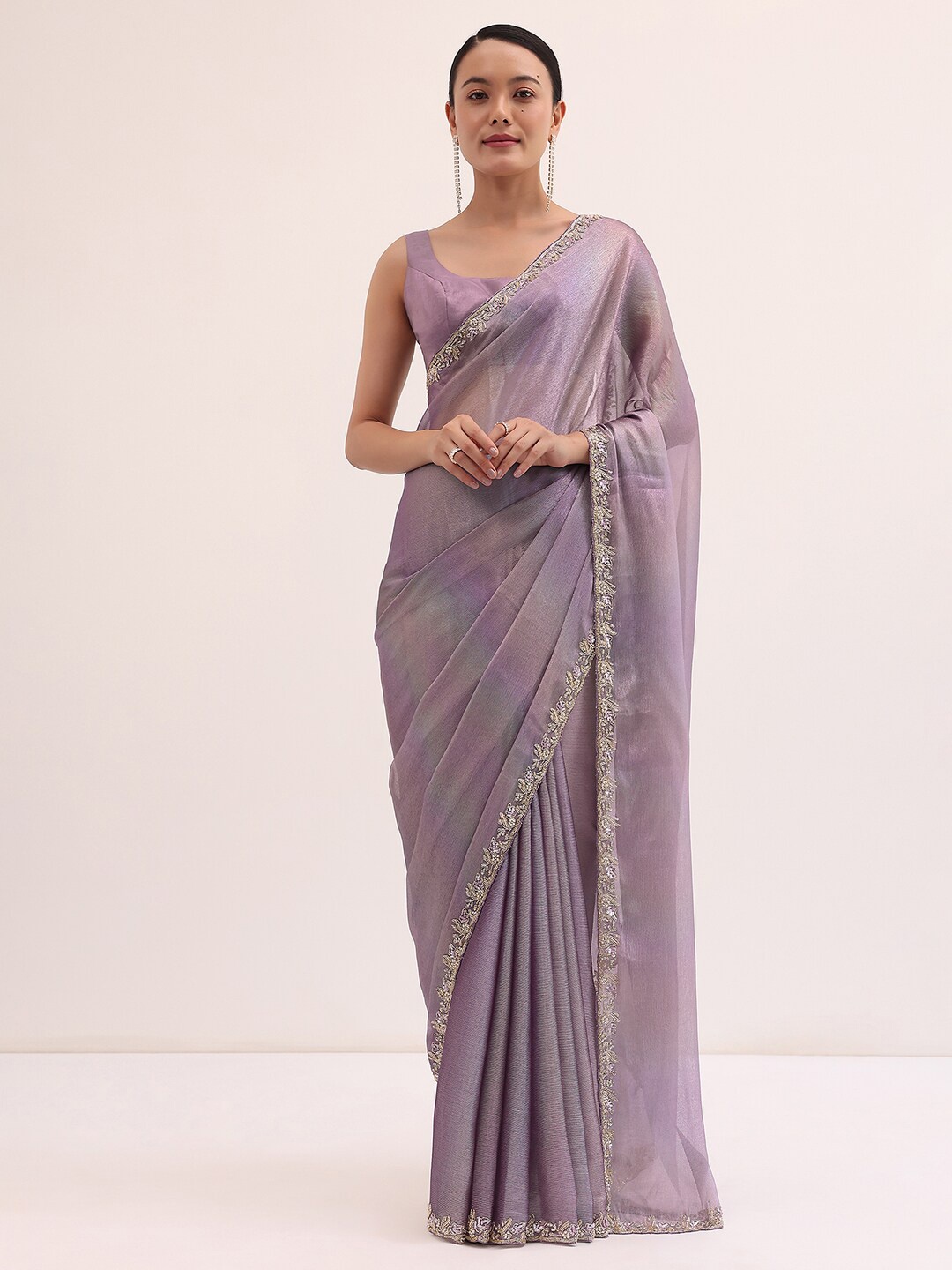 

KALKI Fashion Embroidered Pure Chiffon Saree, Purple