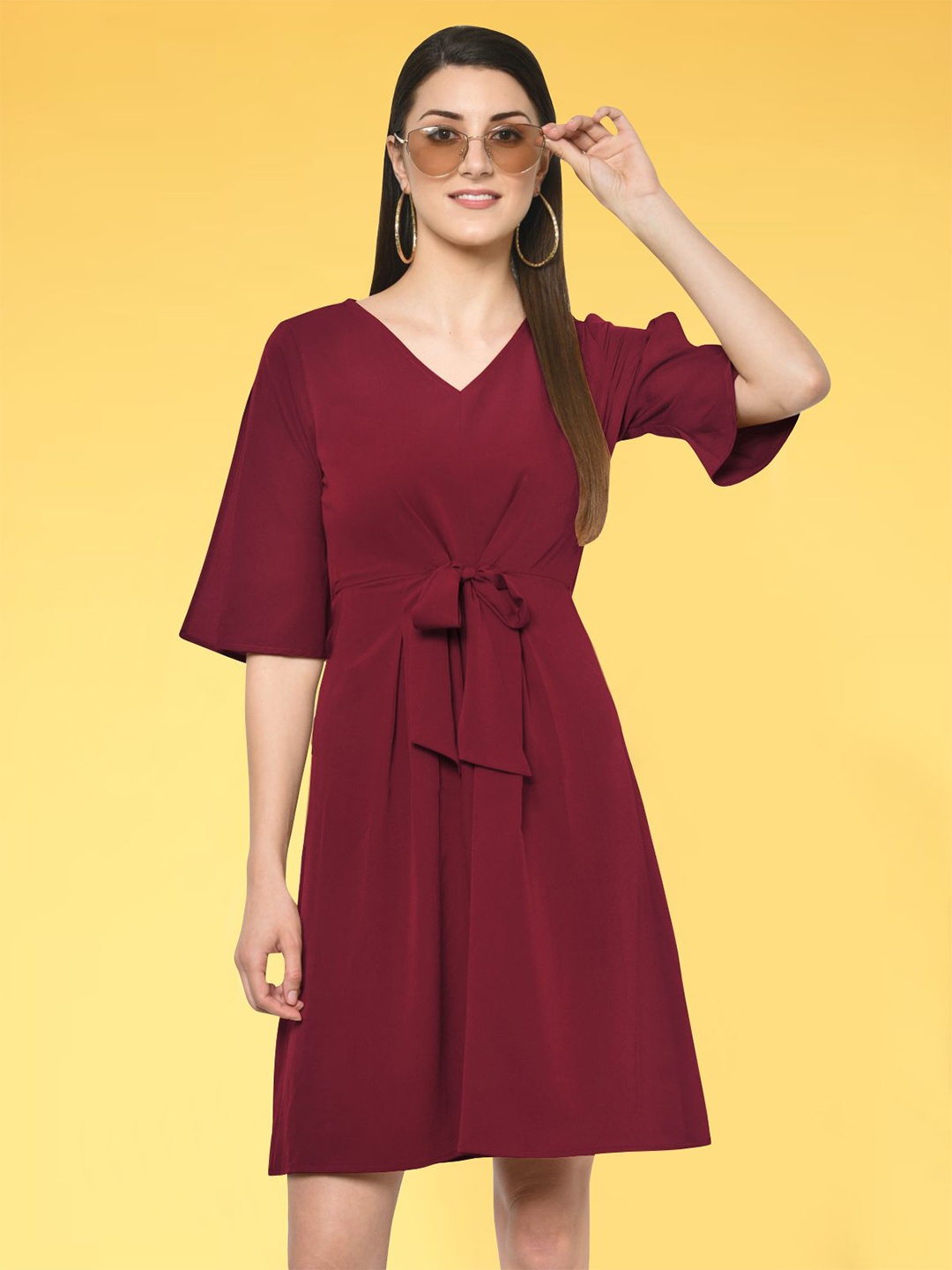 

Martini Tie-Ups A-Line Dress, Maroon