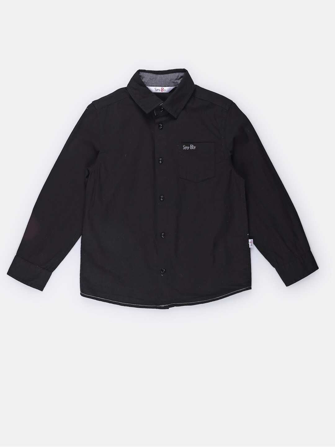 

SPYBY Boys Spread Collar Cotton Shirt, Black