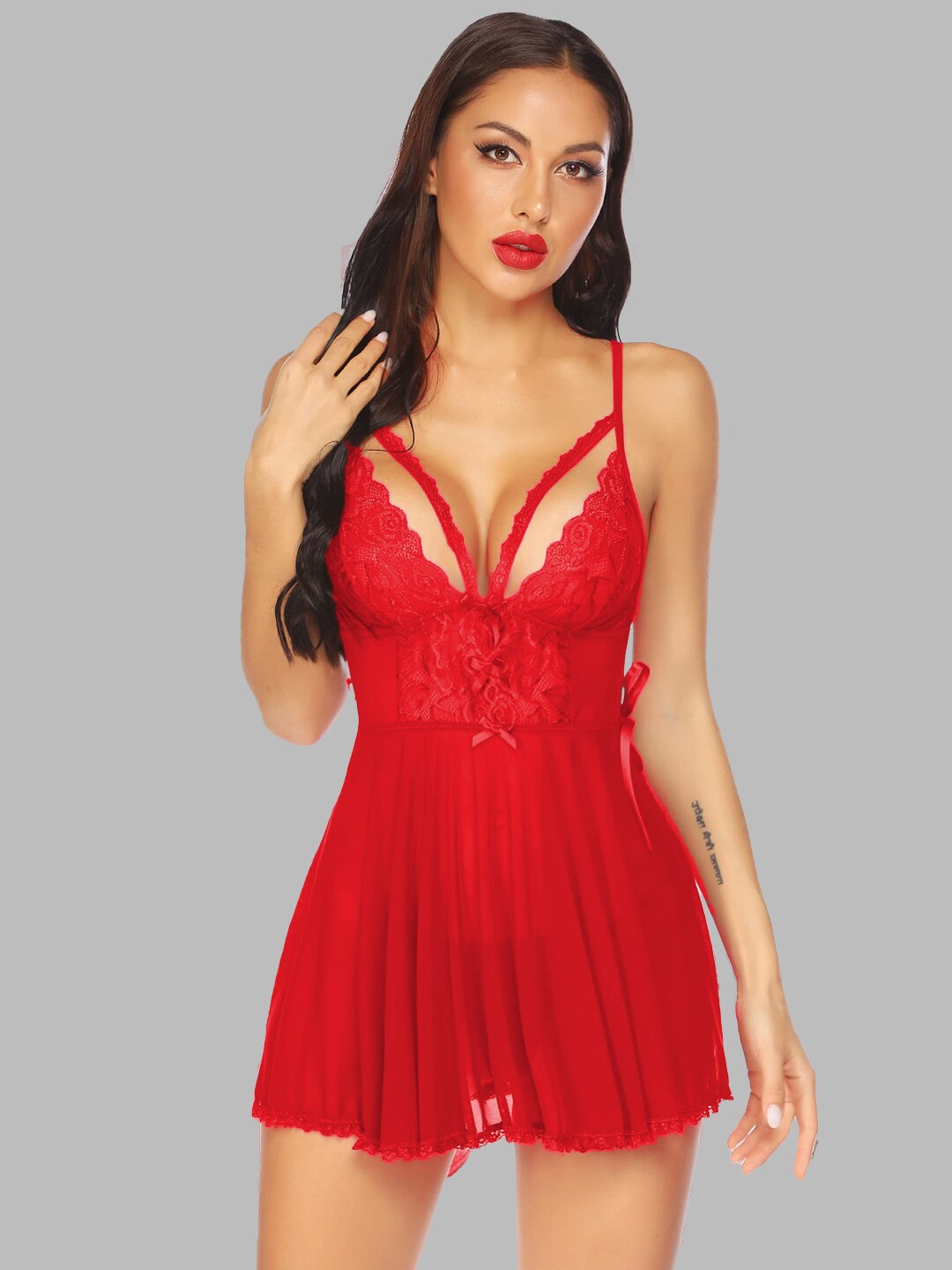 

VAGHBHATT Net Baby Doll, Red