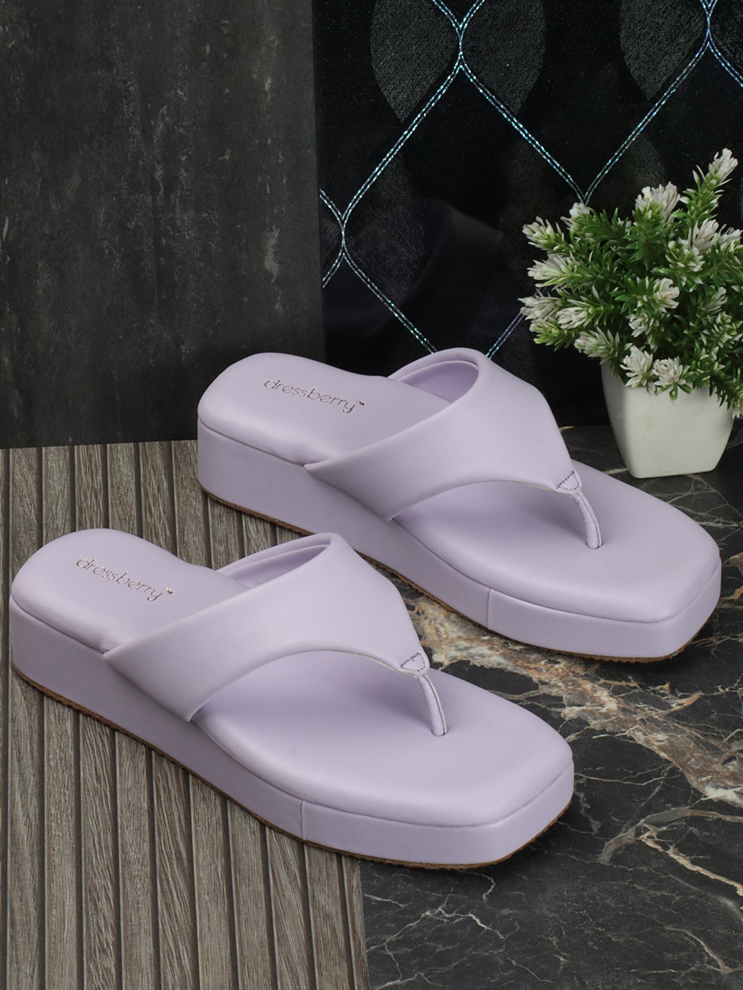 

DressBerry Lavender Open Toe Platform Heels