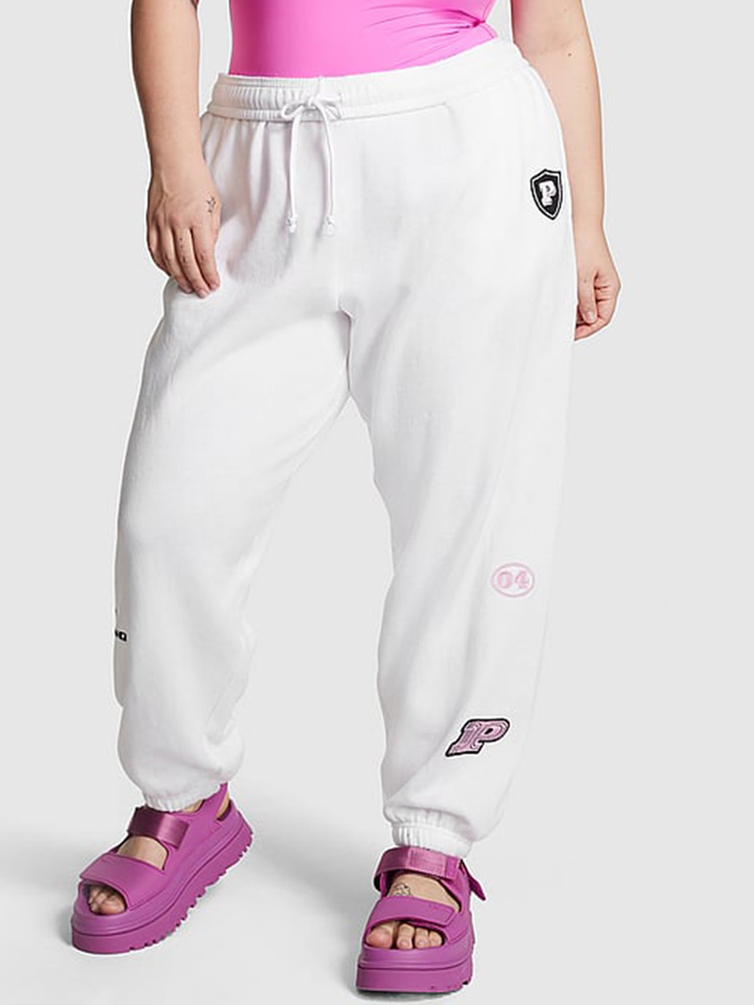 

Victoria's Secret PINK Ivy Women Fleece Relaxed High-Rise Sweatpants, White