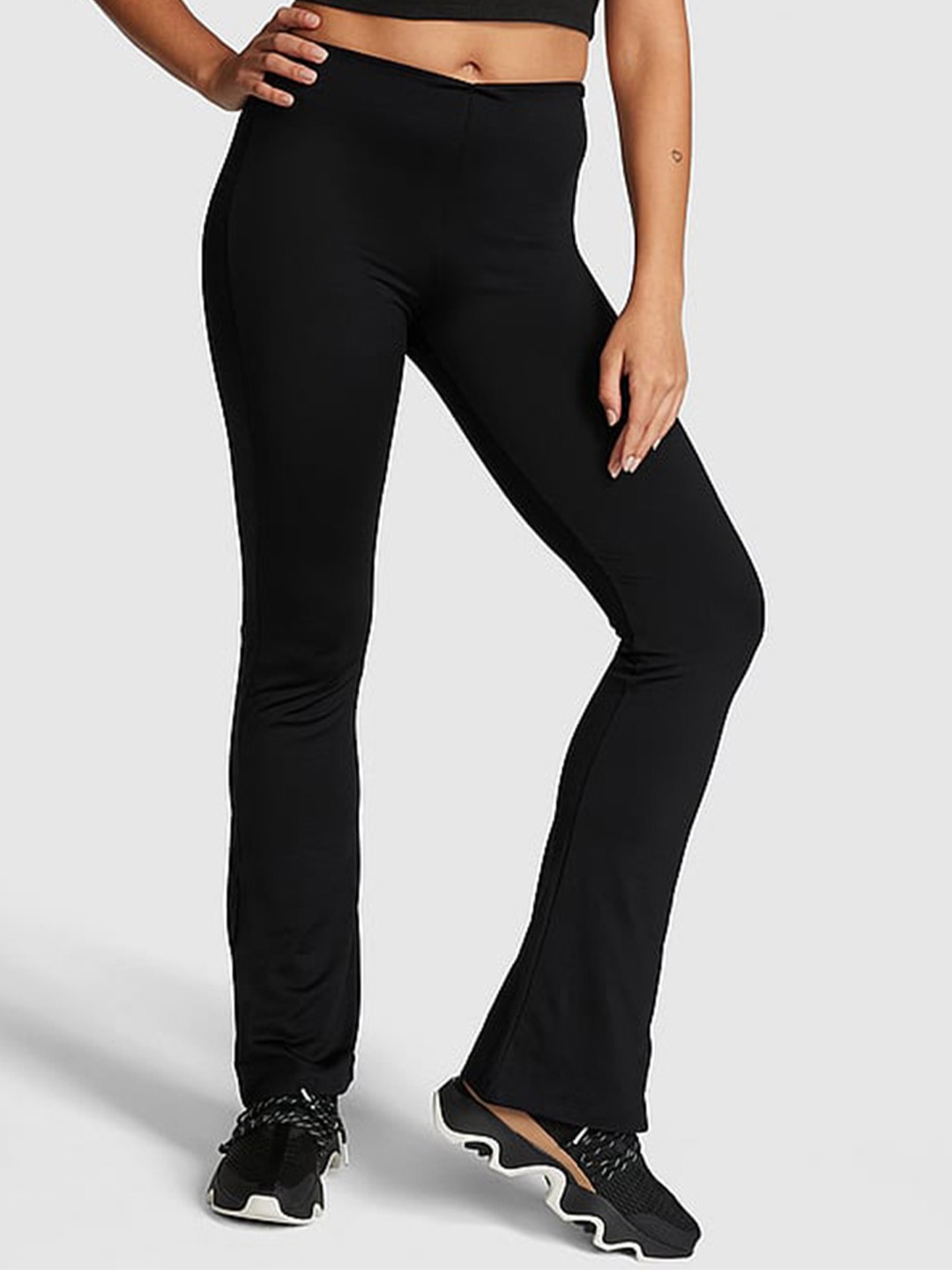

Victoria's Secret PINK Winter Women Mid-Rise Flared Track Pants, Black