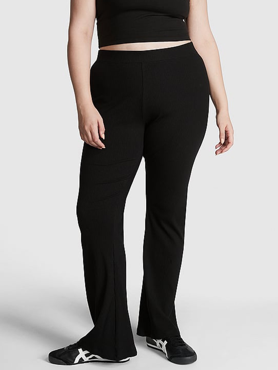 

Victoria's Secret PINK Women Ribbed Flared Track Pants, Black