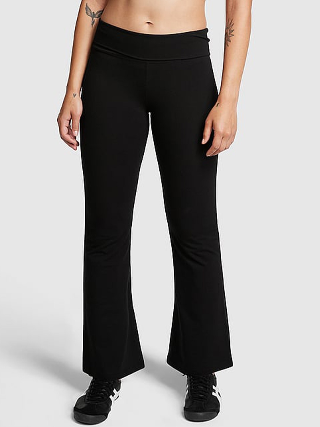 

Victoria's Secret PINK Women Foldover Flared Track Pants, Black