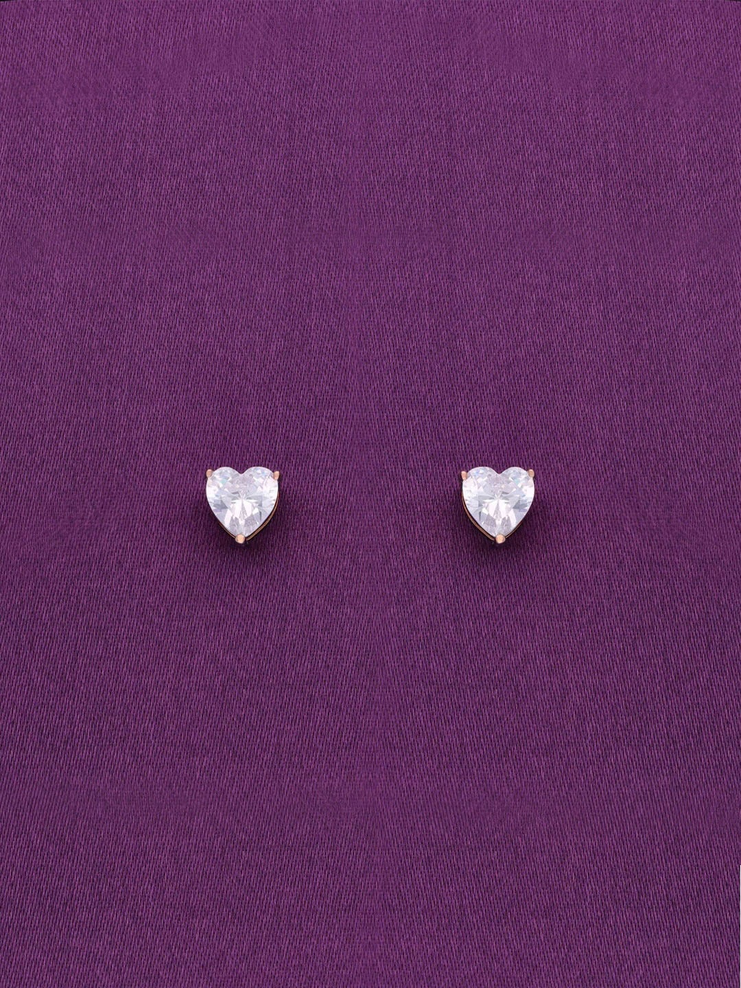 

KAI JEWEL Rose Gold-Plated 92.5 Sterling Silver Heart Shaped Studs Earrings