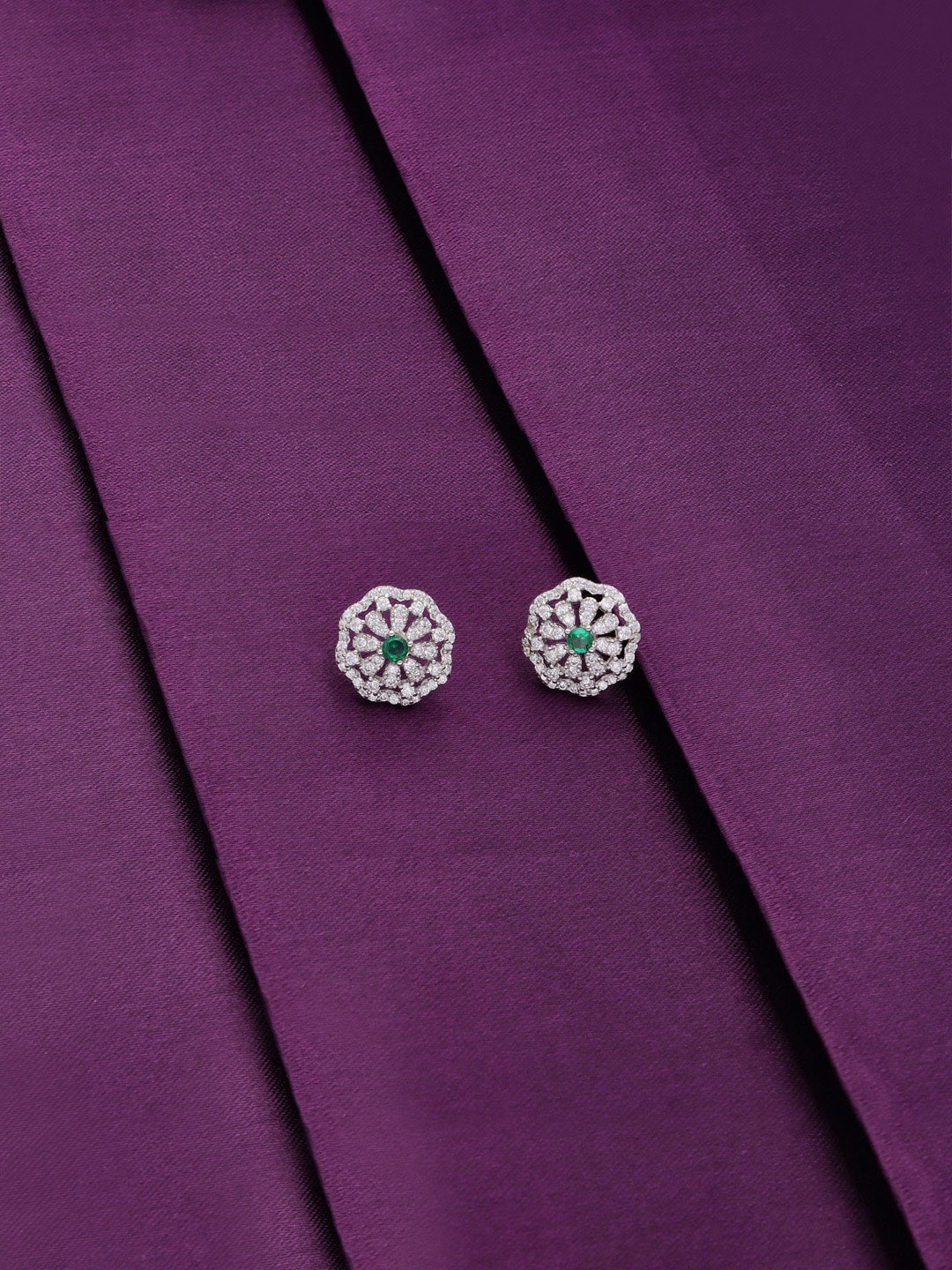

KAI JEWEL 925 Sterling Silver Rhodium-Plated Cubic Zirconia Studded Studs Earrings