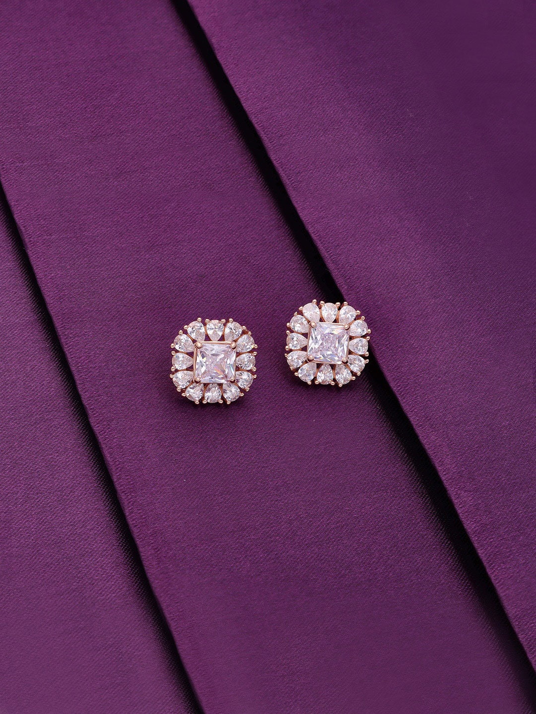 

KAI JEWEL Rhodium-Plated 92.5 Sterling Silver Contemporary Cubic Zirconia Studs Earrings, Rose gold
