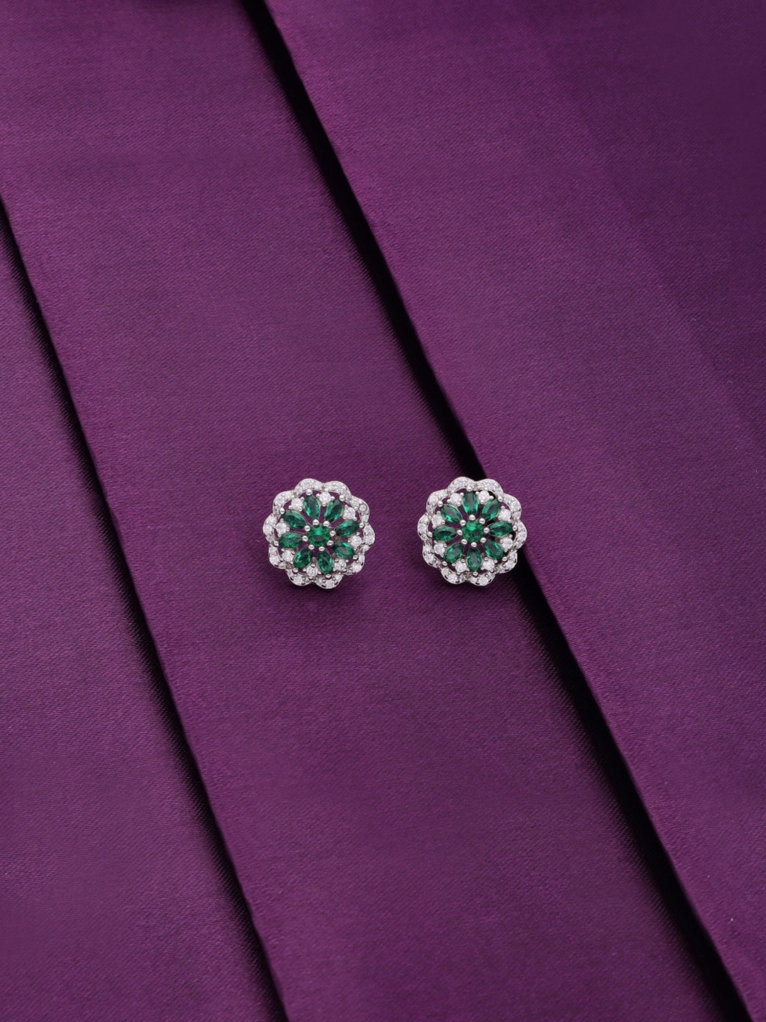 

KAI JEWEL 92.5 Sterling Silver Rhodium-Plated Cubic Zirconia Contemporary Stud Earrings