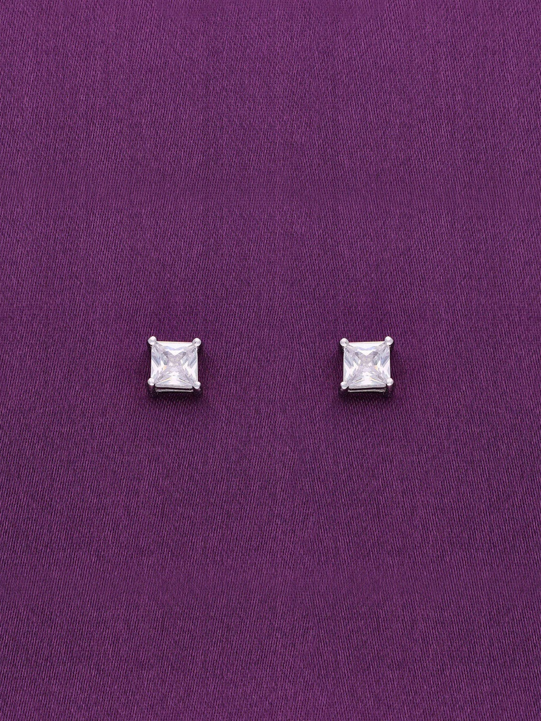 

KAI JEWEL Rhodium-Plated 92.5 Sterling Silver Square Studs Earrings