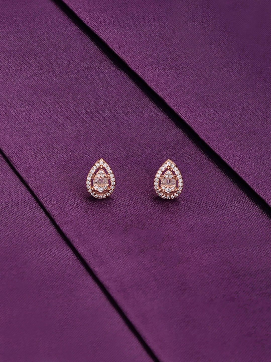 

KAI JEWEL 92.5 Sterling Silver Rhodium-Plated Cubic Zirconia Contemporary Stud Earrings, Rose gold