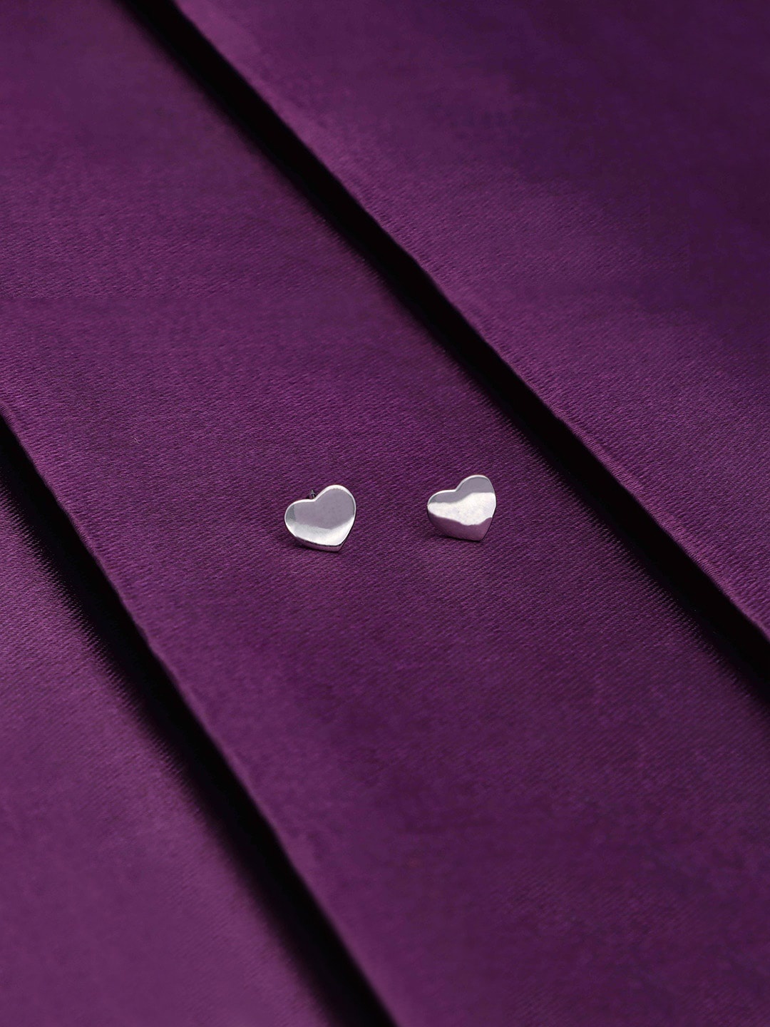 

KAI JEWEL 92.5 Sterling Silver Rhodium-Plated Heart Shaped Studs Earrings