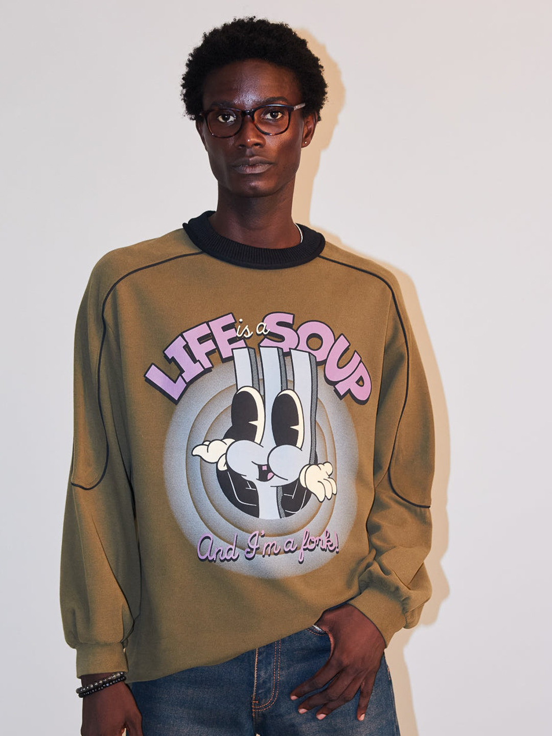 

FREAKINS Graphic Printed Cotton Pullover Sweatshirt, Green