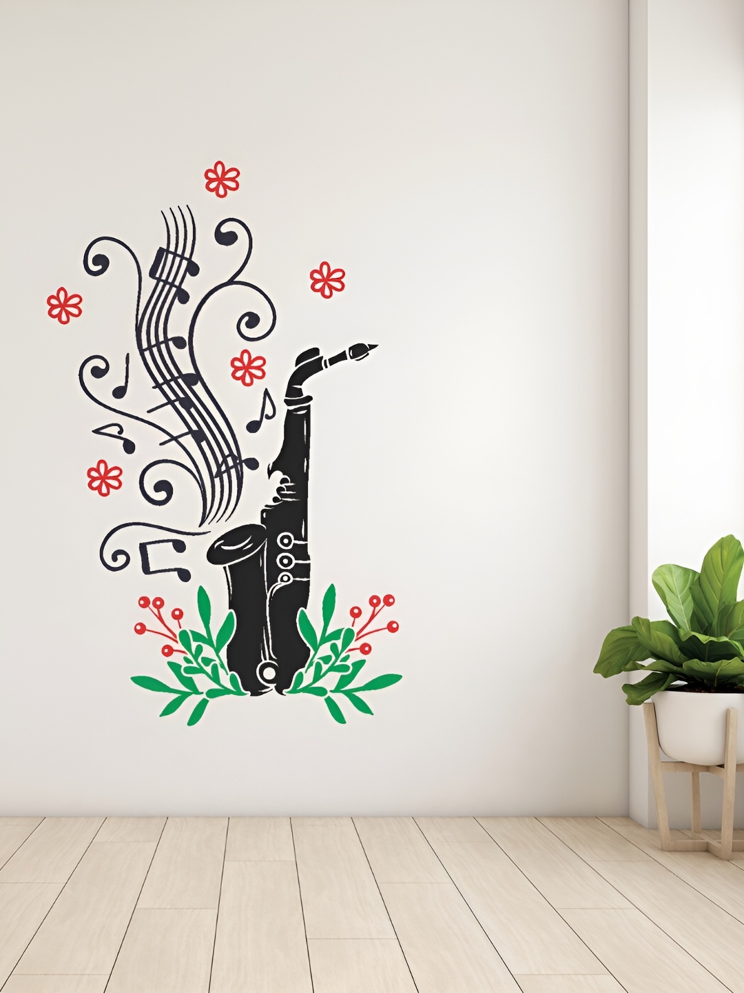 

CVANU Black & Red Printed Self-Adhesive Wall Sticker