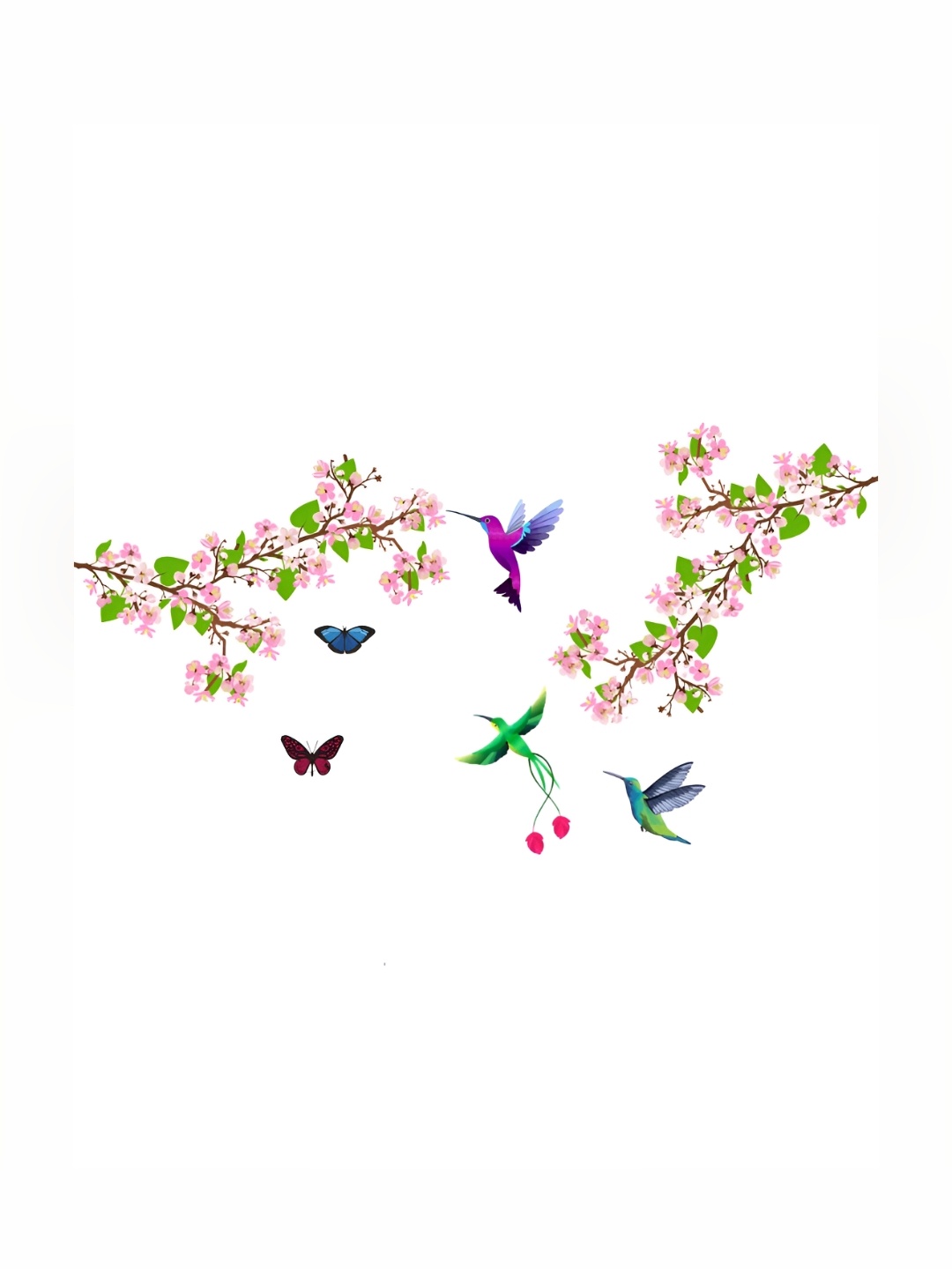 CVANU Green & Pink Printed Self-Adhesive Wall Sticker