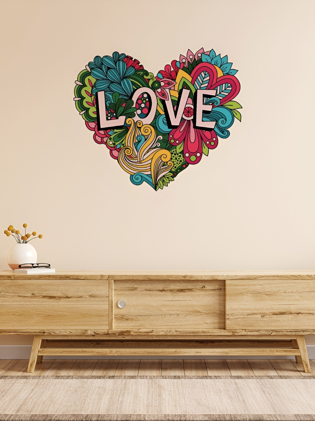 CVANU Blue & Red Printed Self-Adhesive Wall Sticker