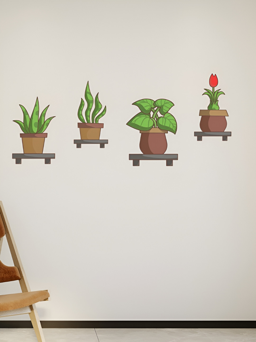 

CVANU Brown & Green Printed Self-Adhesive Wall Sticker