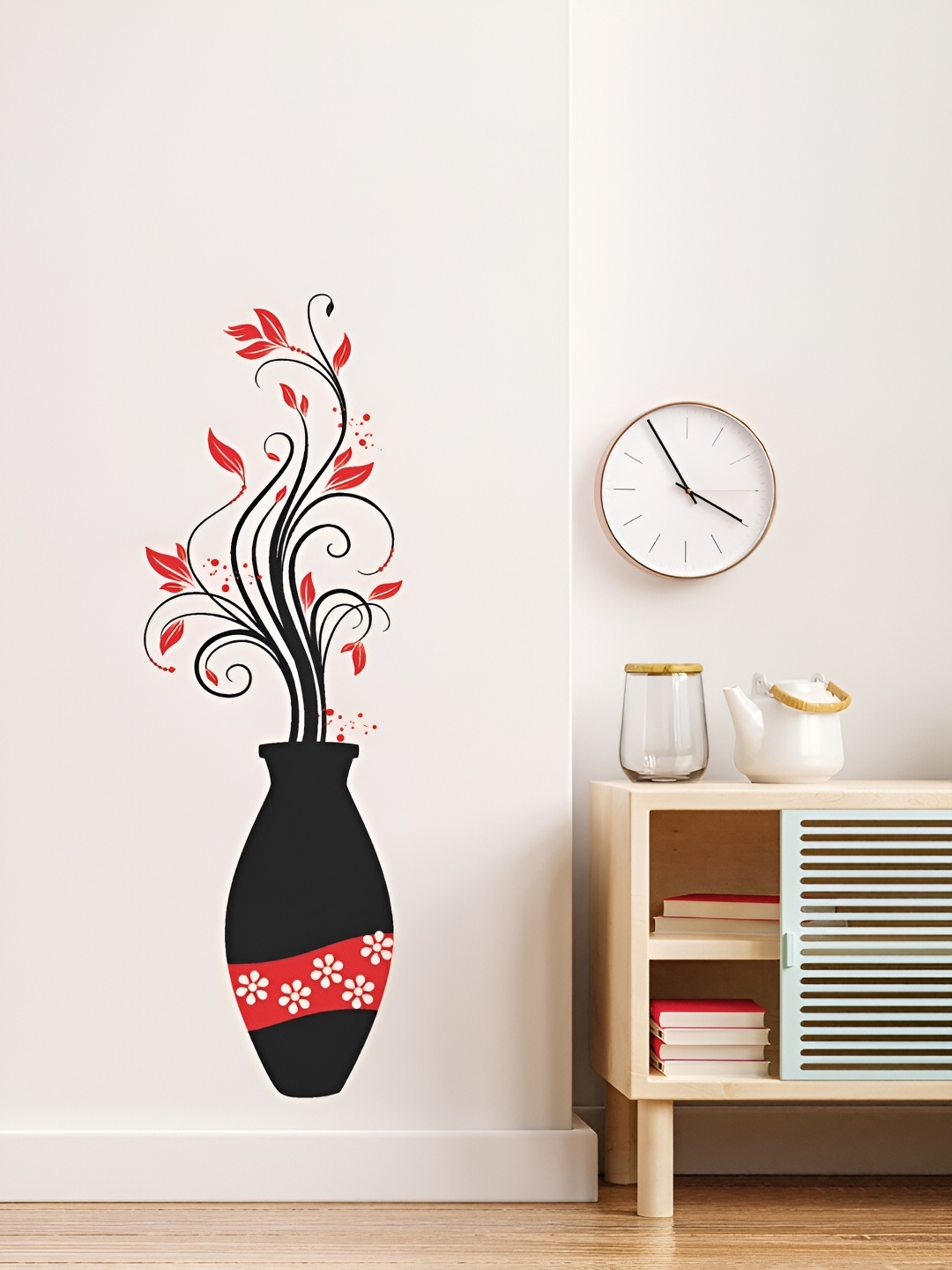 

CVANU Black & Red Printed Self-Adhesive Wall Sticker