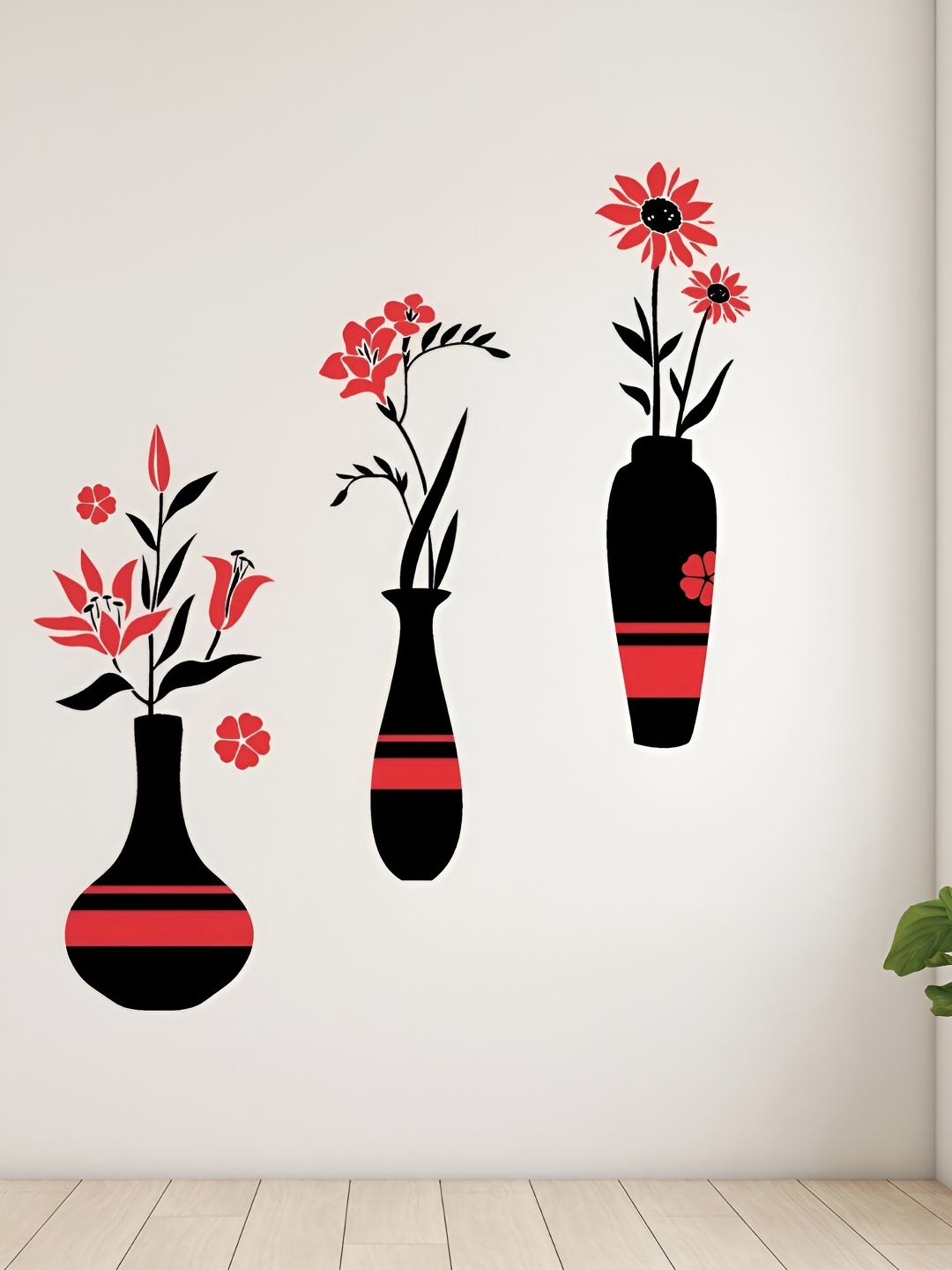 

CVANU Black & Red Printed Self-Adhesive Wall Sticker