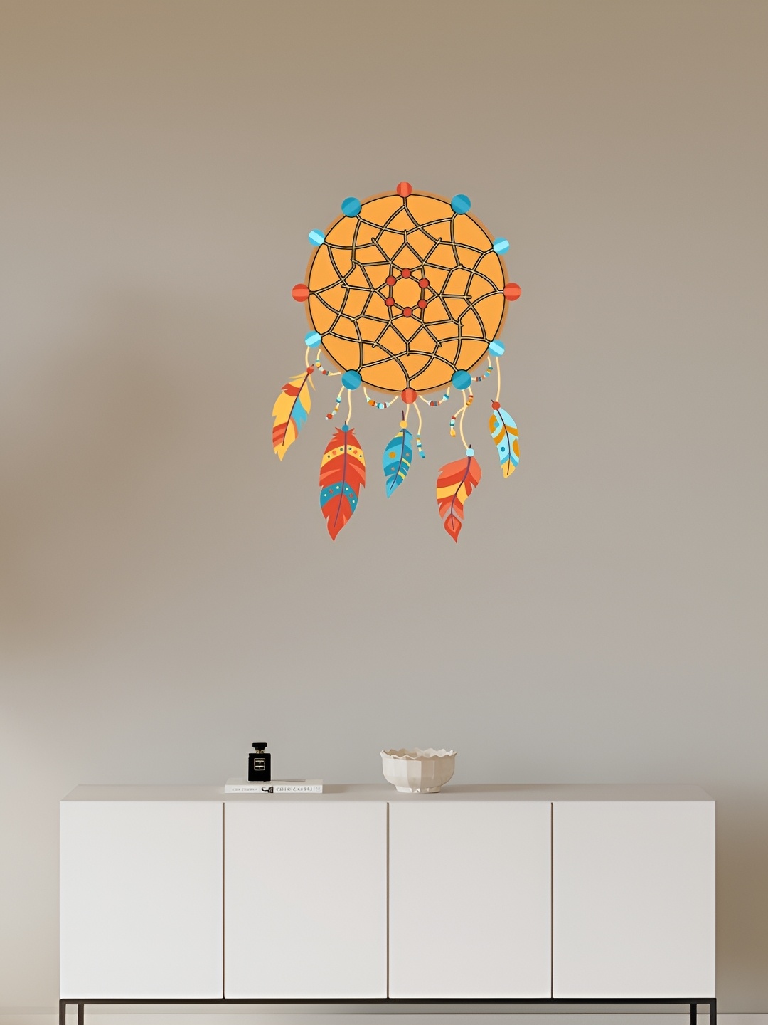 

CVANU Orange-Colored Printed Self-Adhesive Wall Sicker