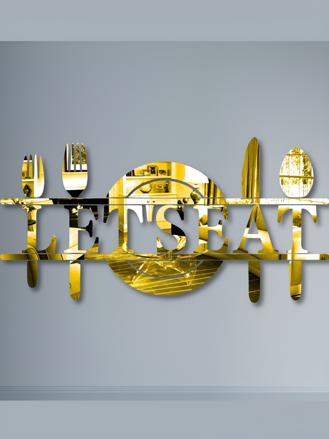 CVANU Yellow Printed Self-Adhesive Wall Sicker, Gold