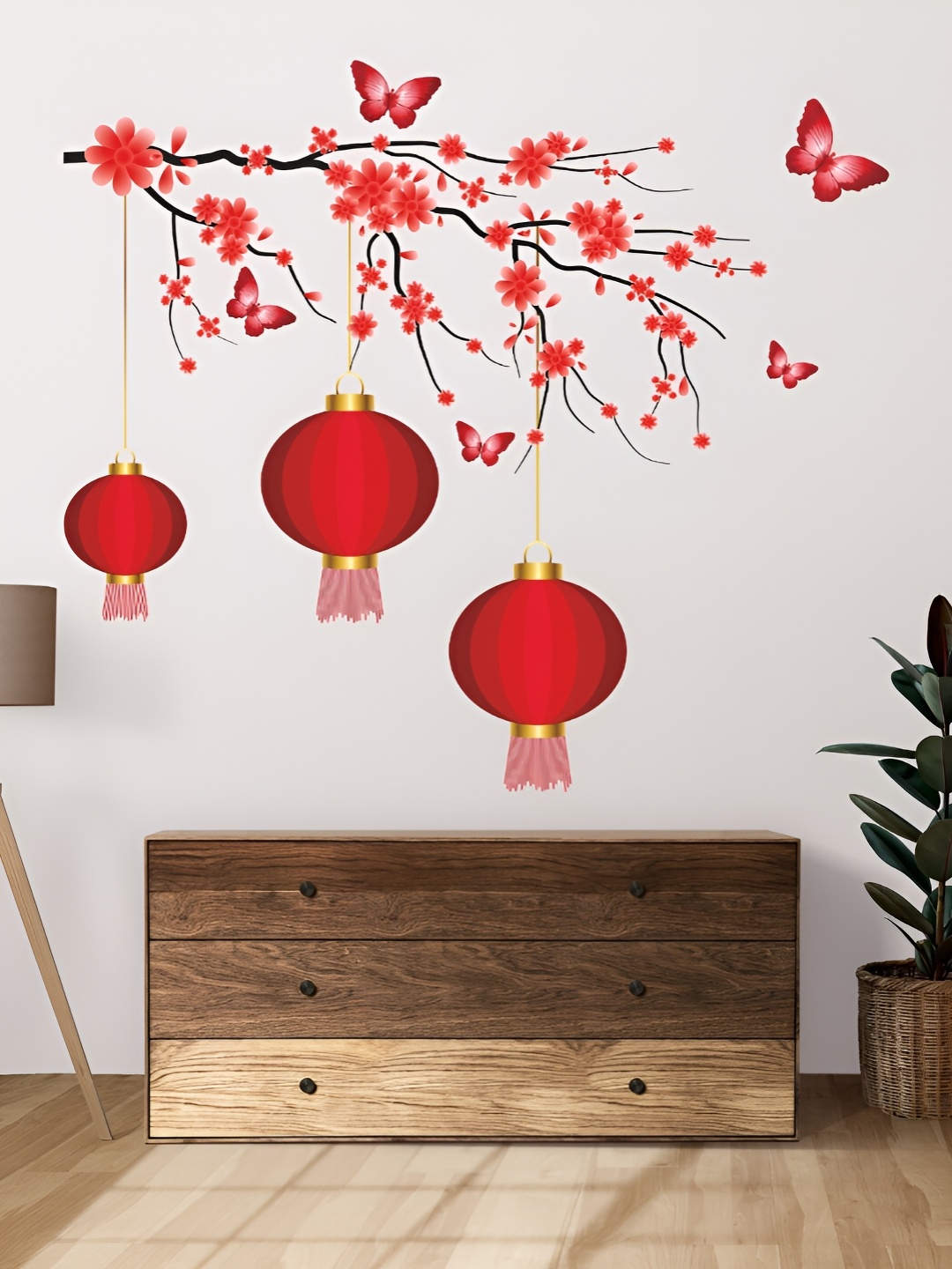 

CVANU Red Printed Self-Adhesive Wall Sicker
