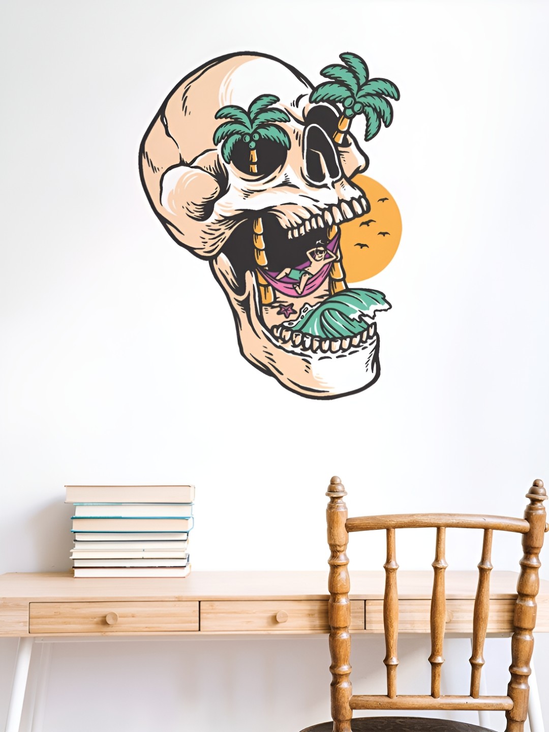 

CVANU Peach-Colored Printed Self-Adhesive Wall Sicker