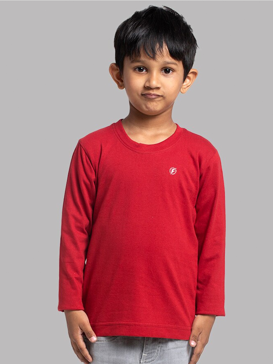 

Friskers Boys Long Sleeves Round Neck Cotton T-shirt, Maroon