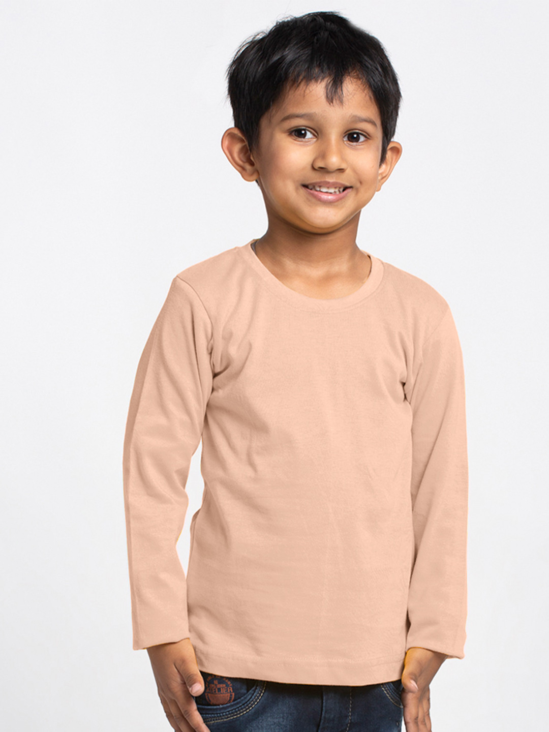 

Friskers Boys Long Sleeves Round Neck Cotton T-shirt, Coral