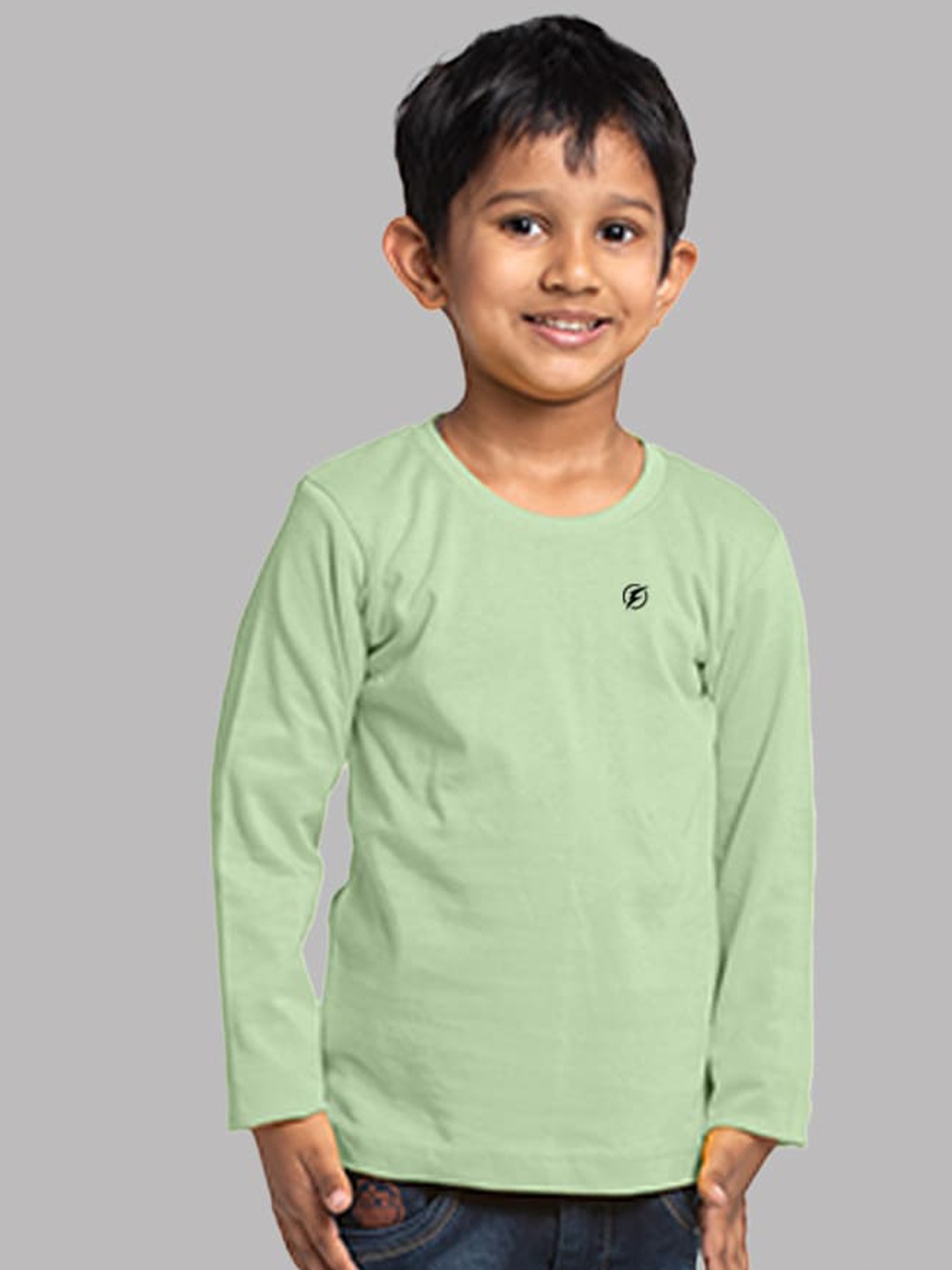 

Friskers Boys Long Sleeves Round Neck Cotton T-shirt, Sea green