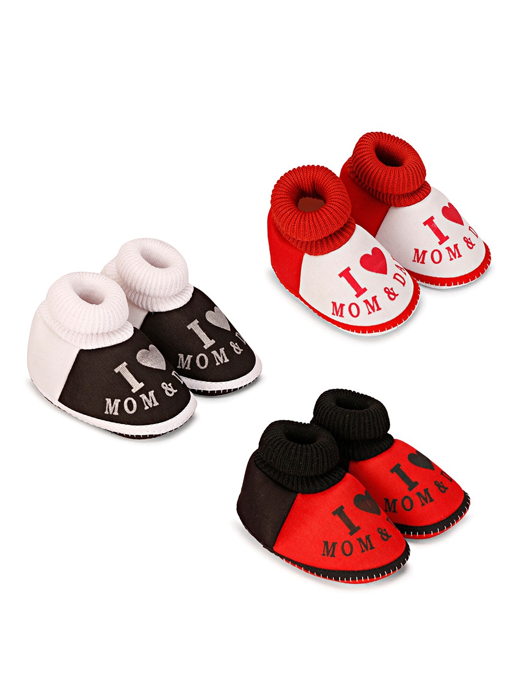 

BAESD Kids Pack of 3 Colourblocked Booties, Red