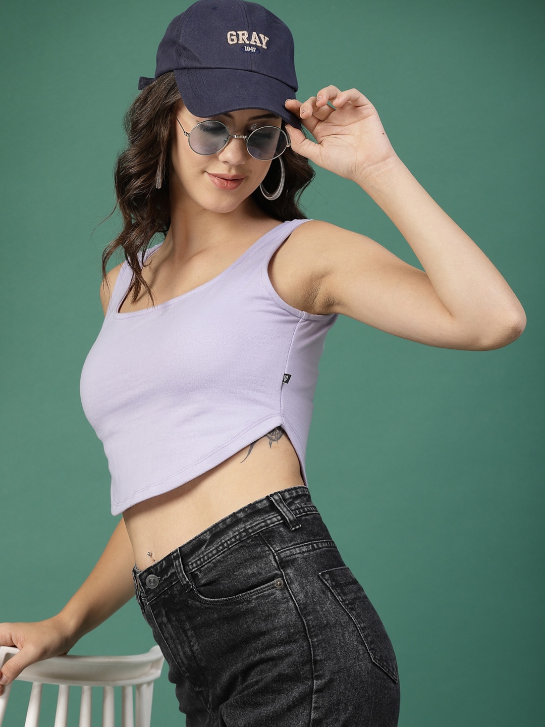 

Rigo Sleeveless Crop Top, Purple