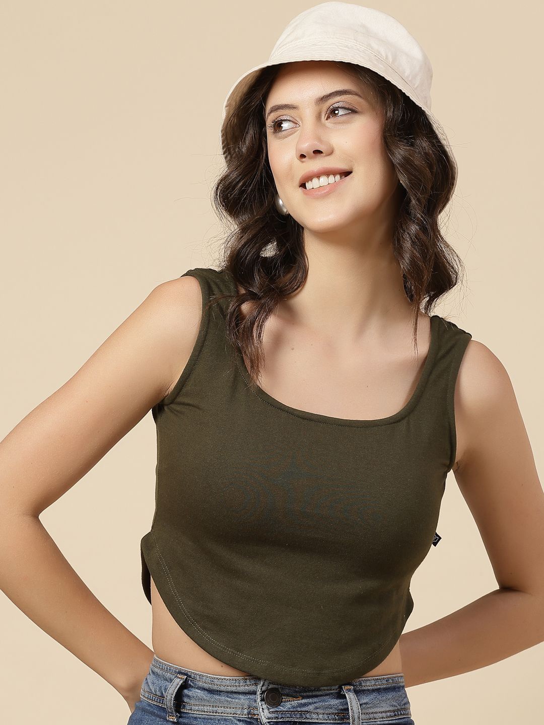 

Rigo Sleeveless Crop Top, Olive