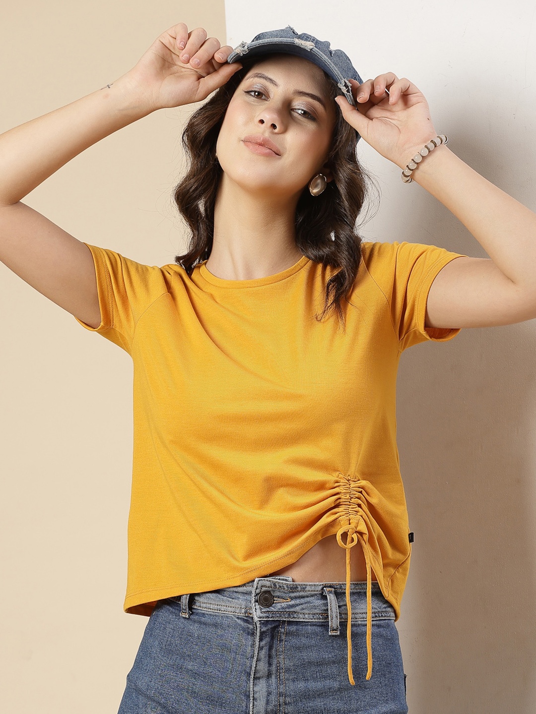 

Rigo Round Neck Crop Top, Mustard