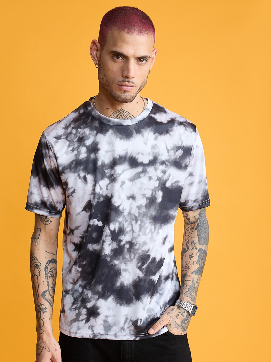 

FREAKINS Tie and Dye Round Neck T-shirt, White